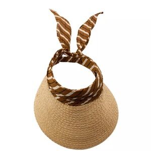 Zara NWT RAFFIA 0653/231/707 Scarf Sun Visor with Brown Striped Band